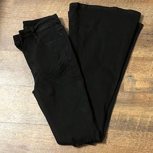 Black Distressed Flare Jeans